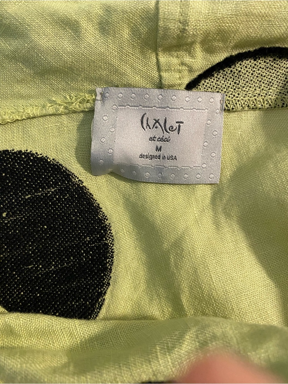 Chalet Sleeveless Lime Green Polka Dot Linen Dress/Tunic - Picture 5 of 7